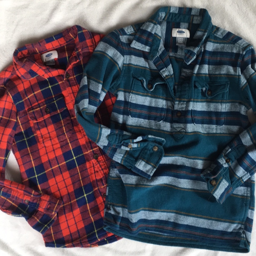 2 Old Navy flannel shirts for boys